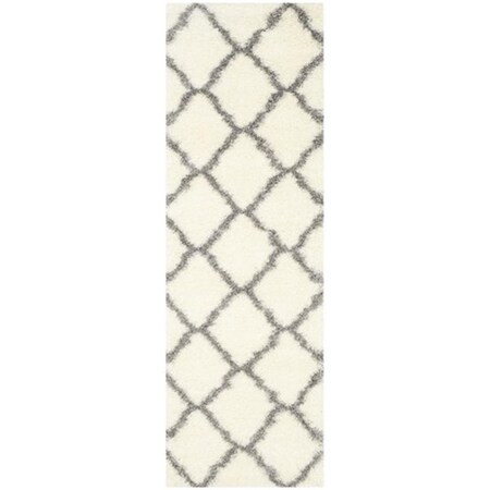 Safavieh Montreal Shag Power Loomed Runner Rug- Ivory - Grey- 2 ft. 3 in. x 7 ft. SGM866B-27